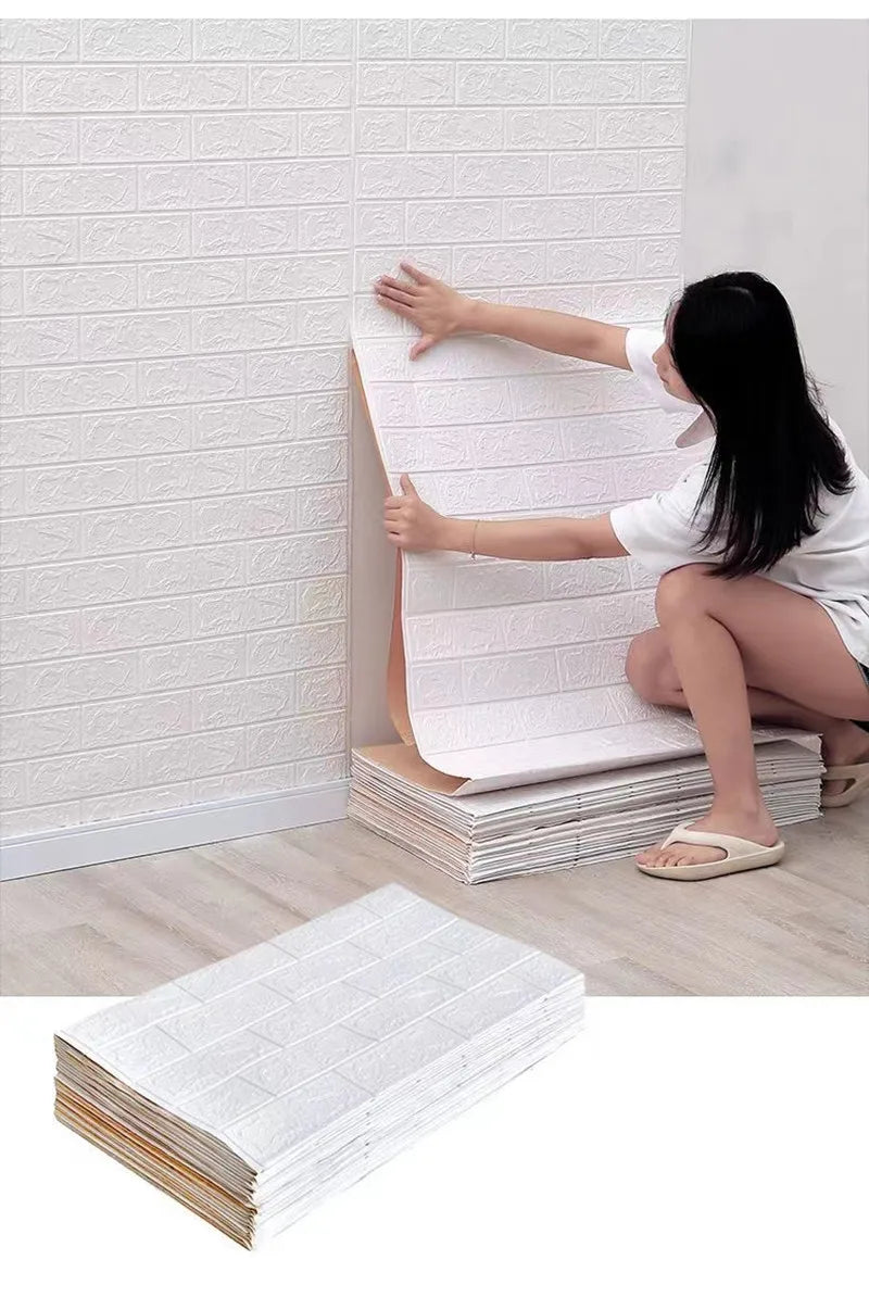 70cmx1/5/10m 3D Wallpaper Decoration Self-adhesive Antique Foam Brick Wallpaper Living Room Bedroom Waterproof 3d Wall Sticker
