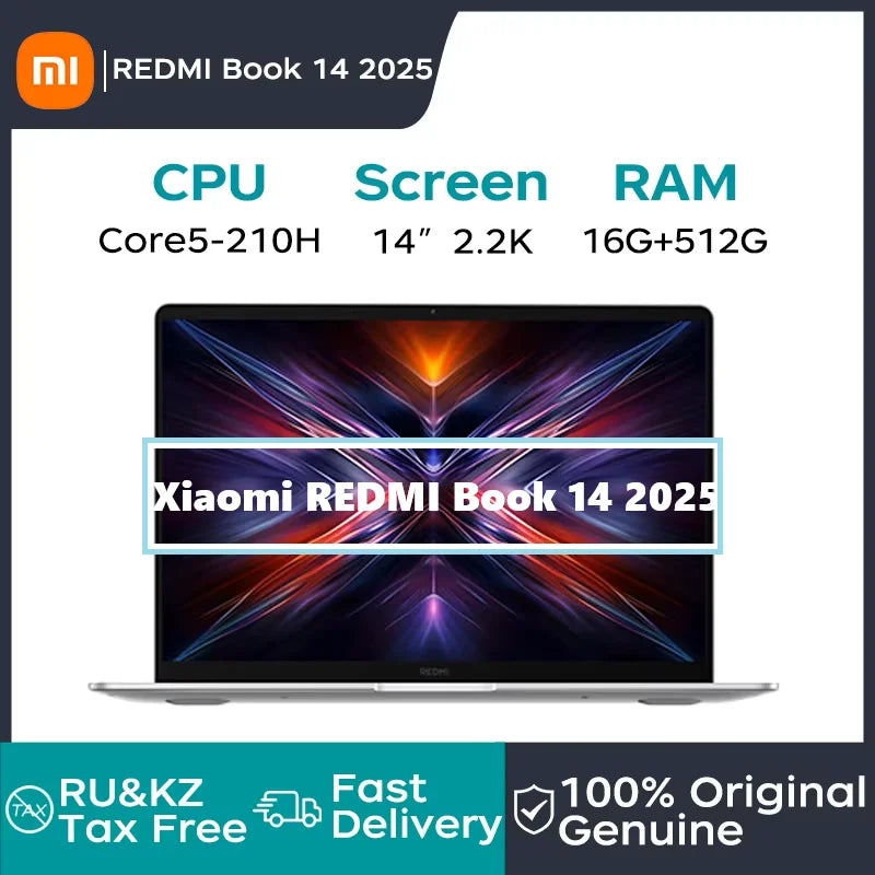 Xiaomi Laptop REDMI Book 14 2025 14" 2.2K Screen Dolby VISION ATMOS Xiaomi Hyper OS Connect New Intel Core 5-210H Notebook PC