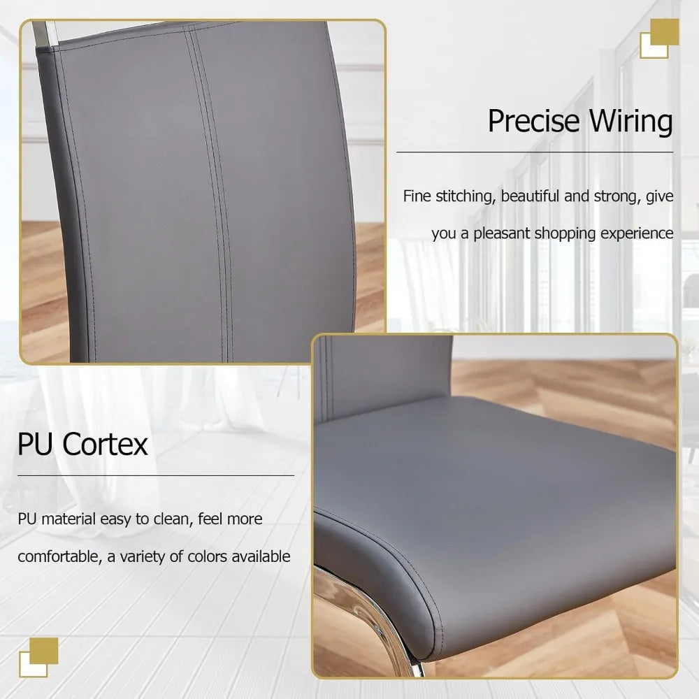 Glass Dining Table Set for 6 ,7 Piece Dining Table Set,Tempered Glass Table Top,PU Leather Ergonomic Dining Chairs Easy Assembly