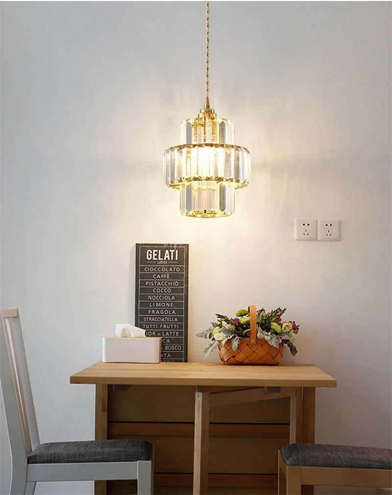 K9 Crystal Pendant Light Indoor Dining Room Nordic Modern Ceiling Chandelier for Bedroom Decoration Led Adjust Lighting Fixtures