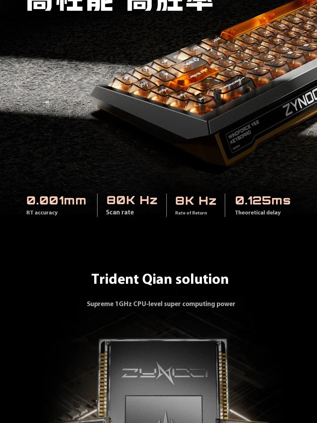 ZYNOO Y65 Magnetic Switch Keyboard Wired Gaming Aluminum Alloy 8K RGB Mechanical Keyboard 0.001mm RT Gasket Keyboard PC Gamer