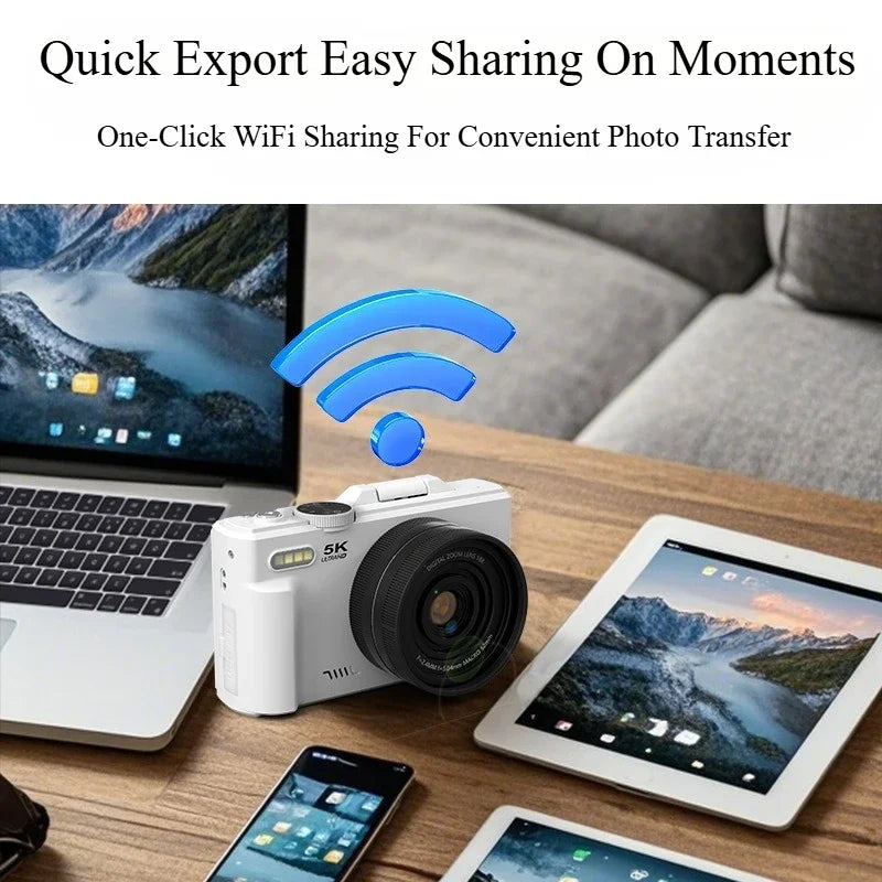5k HD Digital Camera 75MP 18X Zoom AF Automatic Zoom 3-inch Flip Screen WIFI Web Camcorder Student Travel Shooting Vlog Cameras