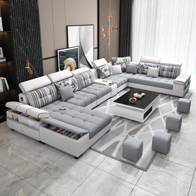 Gray Large Wood Sofas Filler Waterproof Design Lazy Lounges Puffs Couch Salon Recliner Luxury Canape Salon Furniture Home