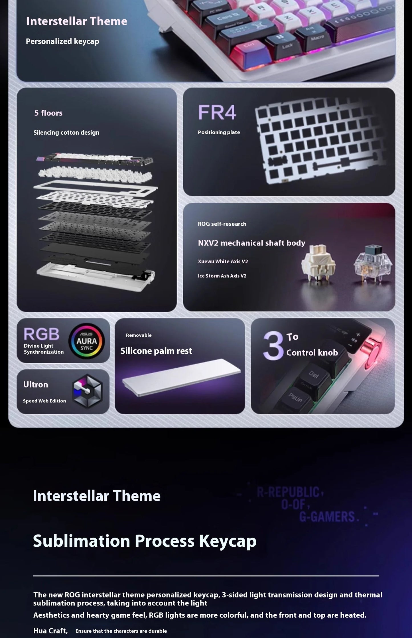 ROG Azoth X Wireless Tri-mode Mechanical Keyboard Hot Swap 2“OLED Screen Gasket Mount Custom PC Esport Laptop Gaming Keyboards