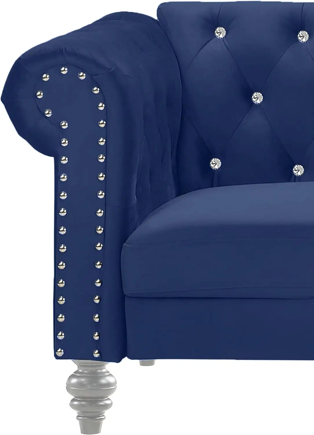 living room sofas Glam Emma Velvet Three Seater Chesterfield Style Sofa for Small Spaces with Crystal Button Tufts sofas