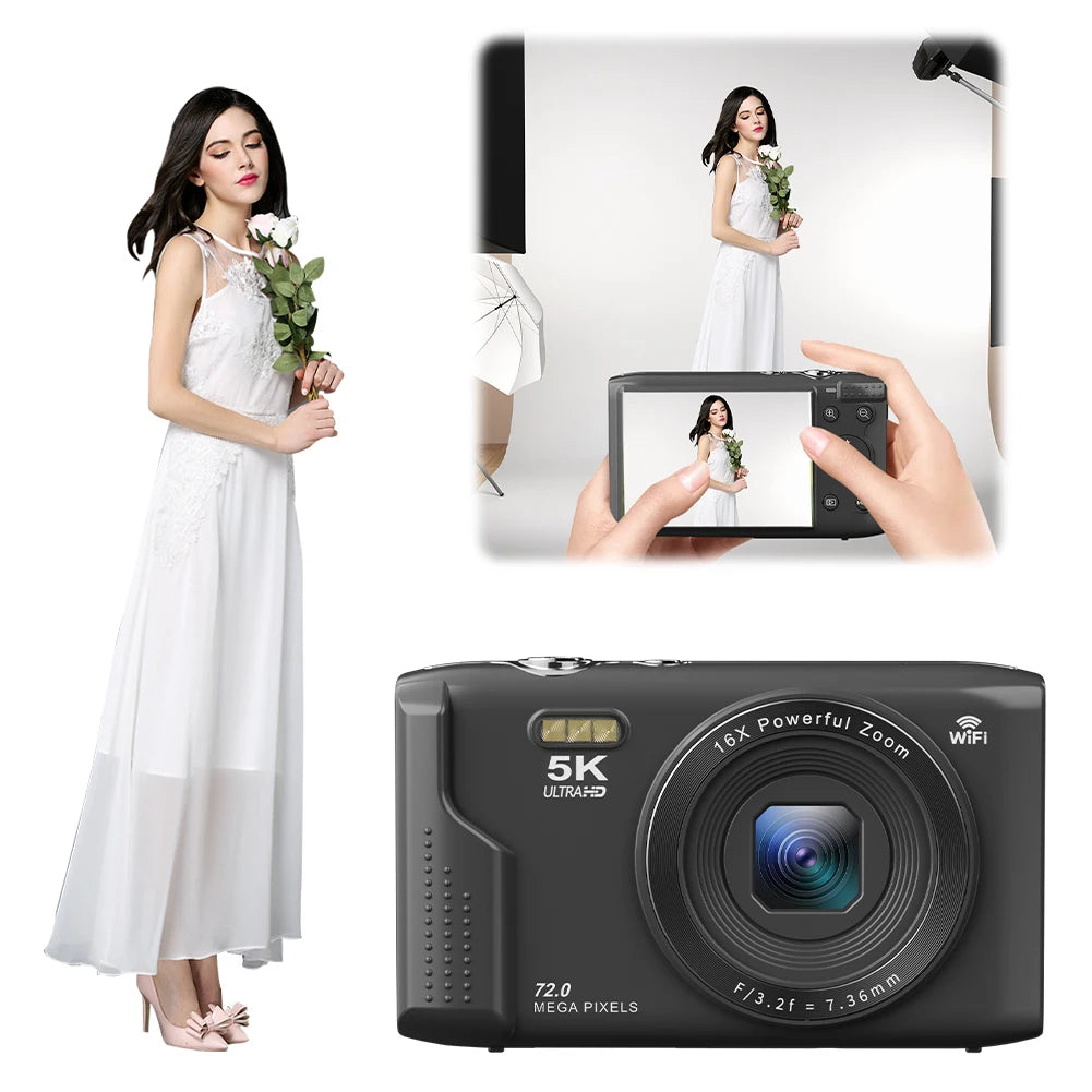 Digital Camera 72MP Vlogging Camera 16X Zoom Video Camera 2.8inch LCD Screen for Teens Adult Beginner