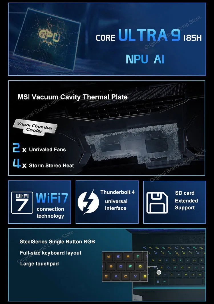 2024 MSI Stealth 18 AI Studio Gaming Laptop 18 Inch 4K UHD 120Hz MiniLED Screen Netbook Ultra 9-185H 32GB 2TB RTX4090 Notebook