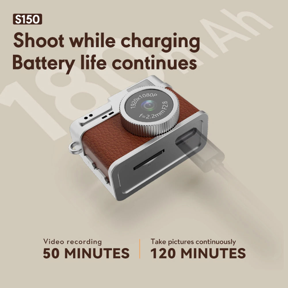 S150 Retro Digital Camera Mini Video Cam Photography Point Camera 1080P Pocket Video Recorder with LED Flash Light for Kids Toys