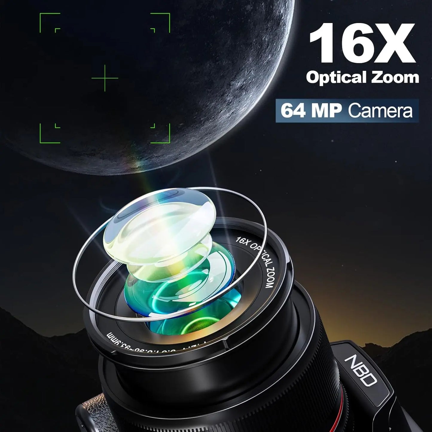 NBD 5K Digital Cameras For Photography, 16X Optical Zoom Camera With WiFi & App Control,64MP Vlogging Camera With 3-inch Screen