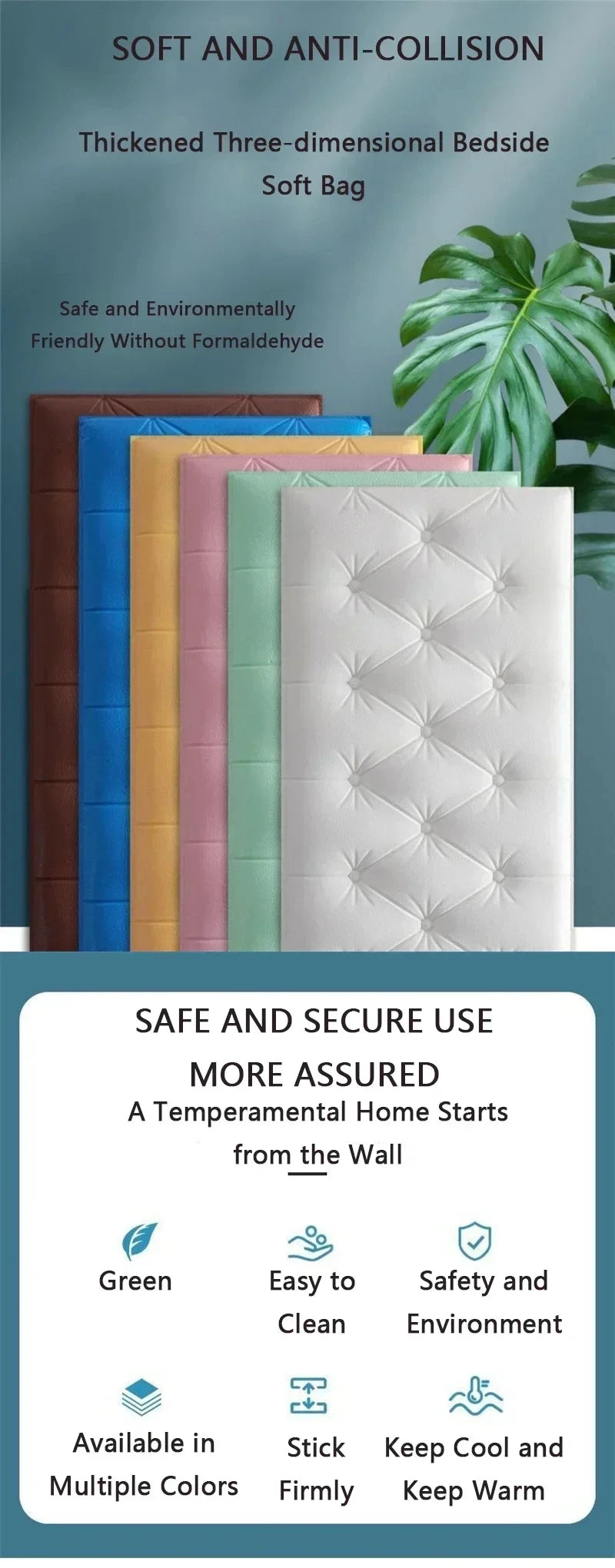 3D Wall Stickers Wallpaper Self-adhesive Thicken Tatami Anti-collision Wall Mat Pad Kids Bedroom Living Room Soft Foam Cushion