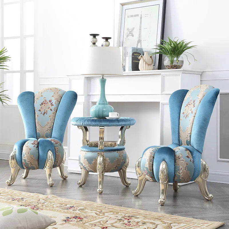 European-Style Leisure Chair Coffee Table Three-Piece Living Room Sofa Couch Balcony Table and Chair Living Room