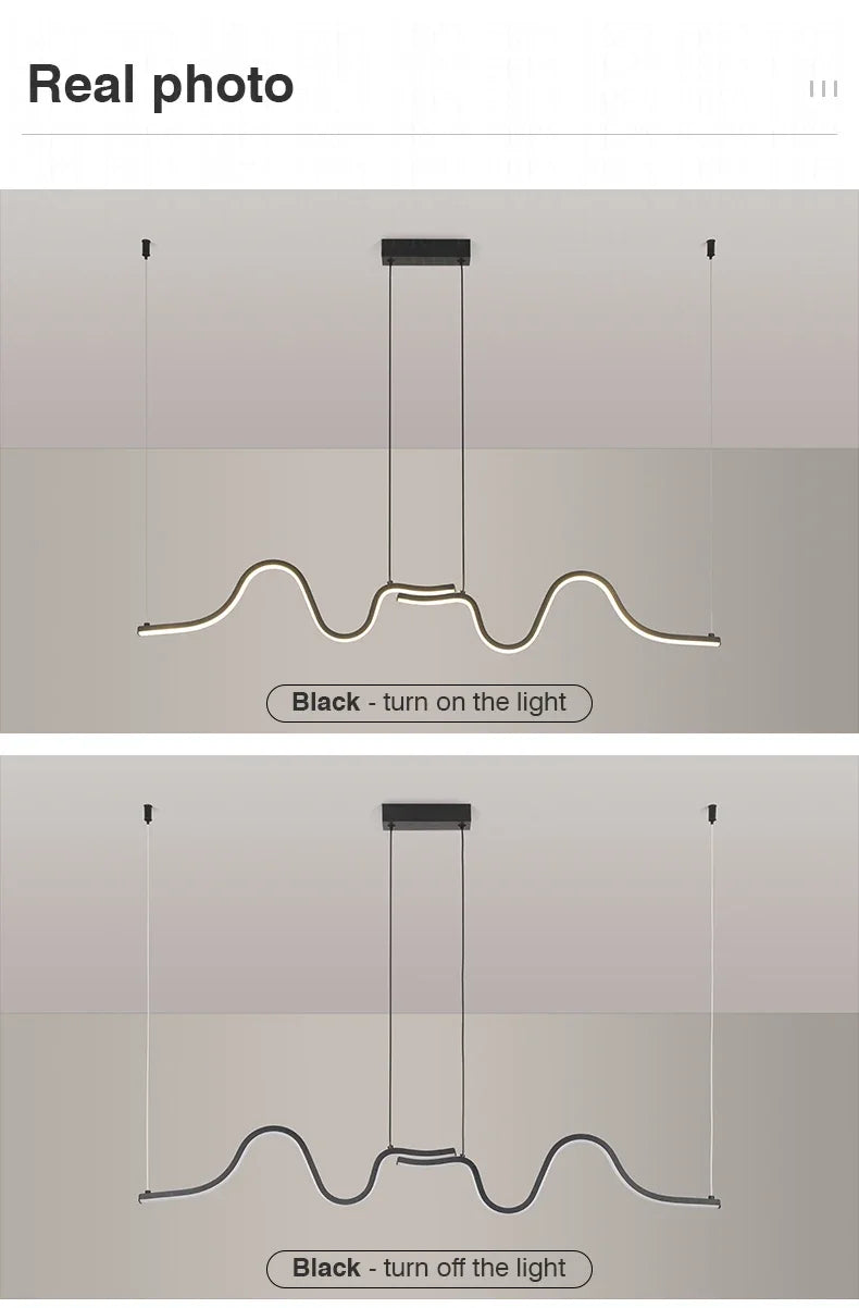 Modern LED Pendant Light Creative Nordic Linear Hanging Chandelier for Tubular Restaurant Kitchen Office Coffee Indoor Lamps