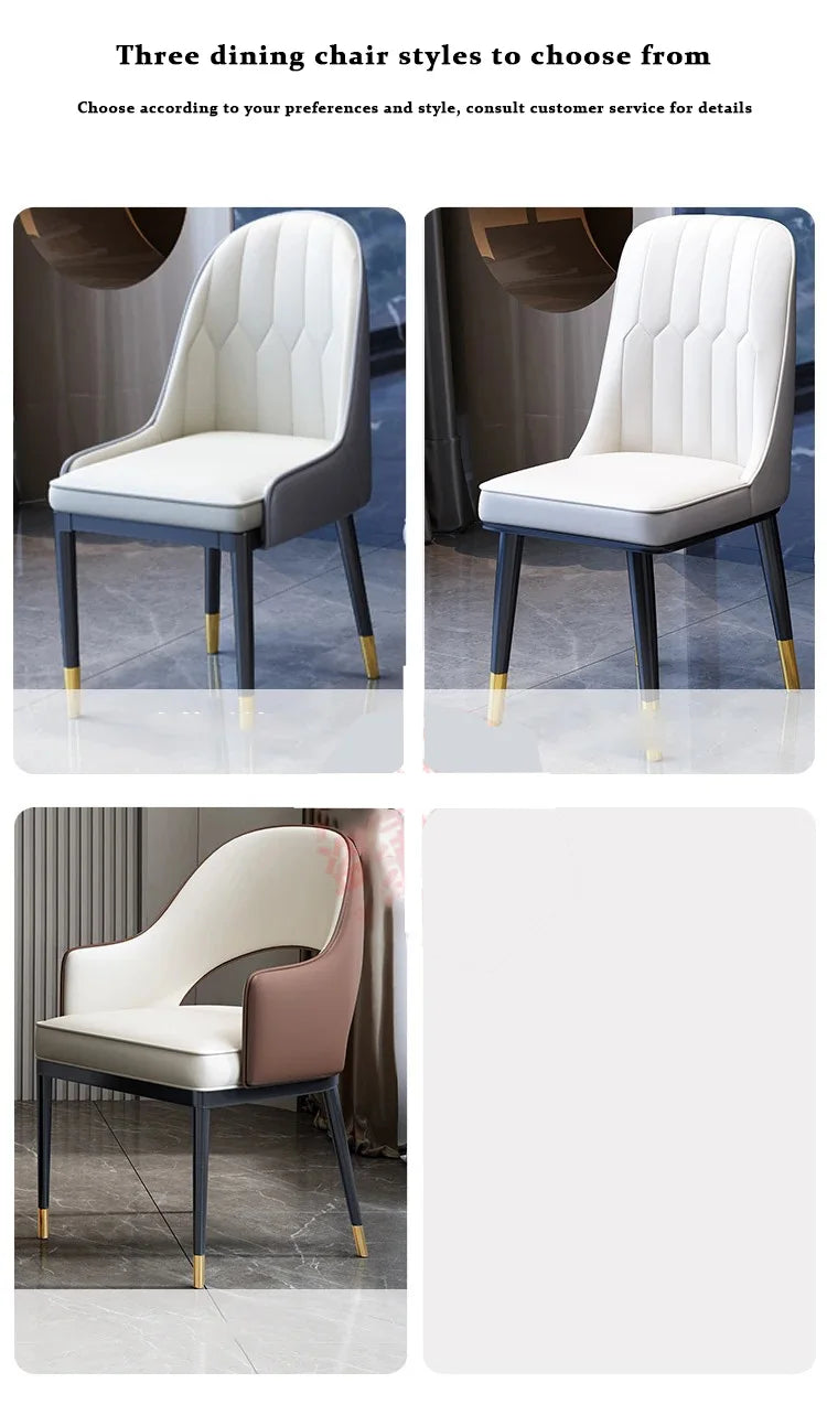 Mavisun Italian Dining Table Set 6 Chairs Ivory Home Console White Finish Sintered Stone Rock Plate Top Concise Salon Furniture