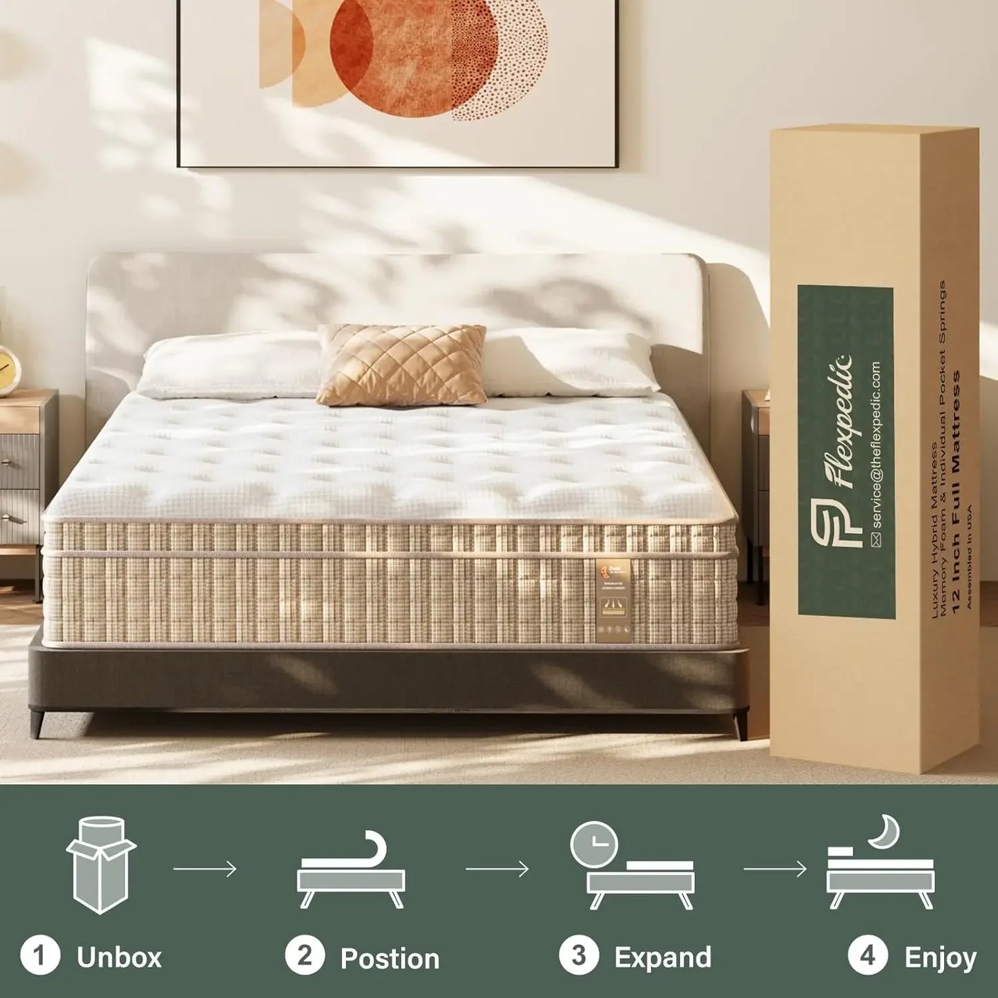 14 Inch Hybrid King Size Mattress in a Box, Mattress with Gel Memory Foam and Pocket Spring , Ergonomic Design & Edge Support