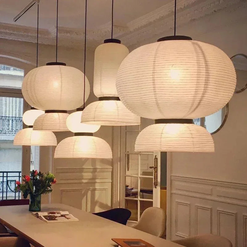 Wabi Sabi Style Rice Paper Chandeliers Japan Style Hanging Light for Ceiling Living Room LED Room Decor Lustre Pendant Lights