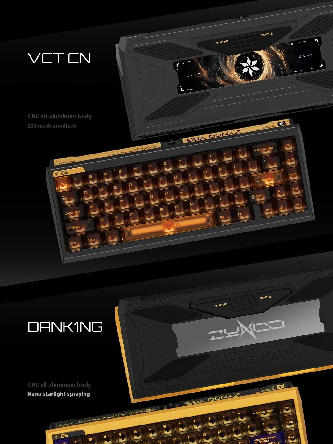 ZYNOO Y65 Magnetic Switch Keyboard Wired Gaming Aluminum Alloy 8K RGB Mechanical Keyboard 0.001mm RT Gasket Keyboard PC Gamer