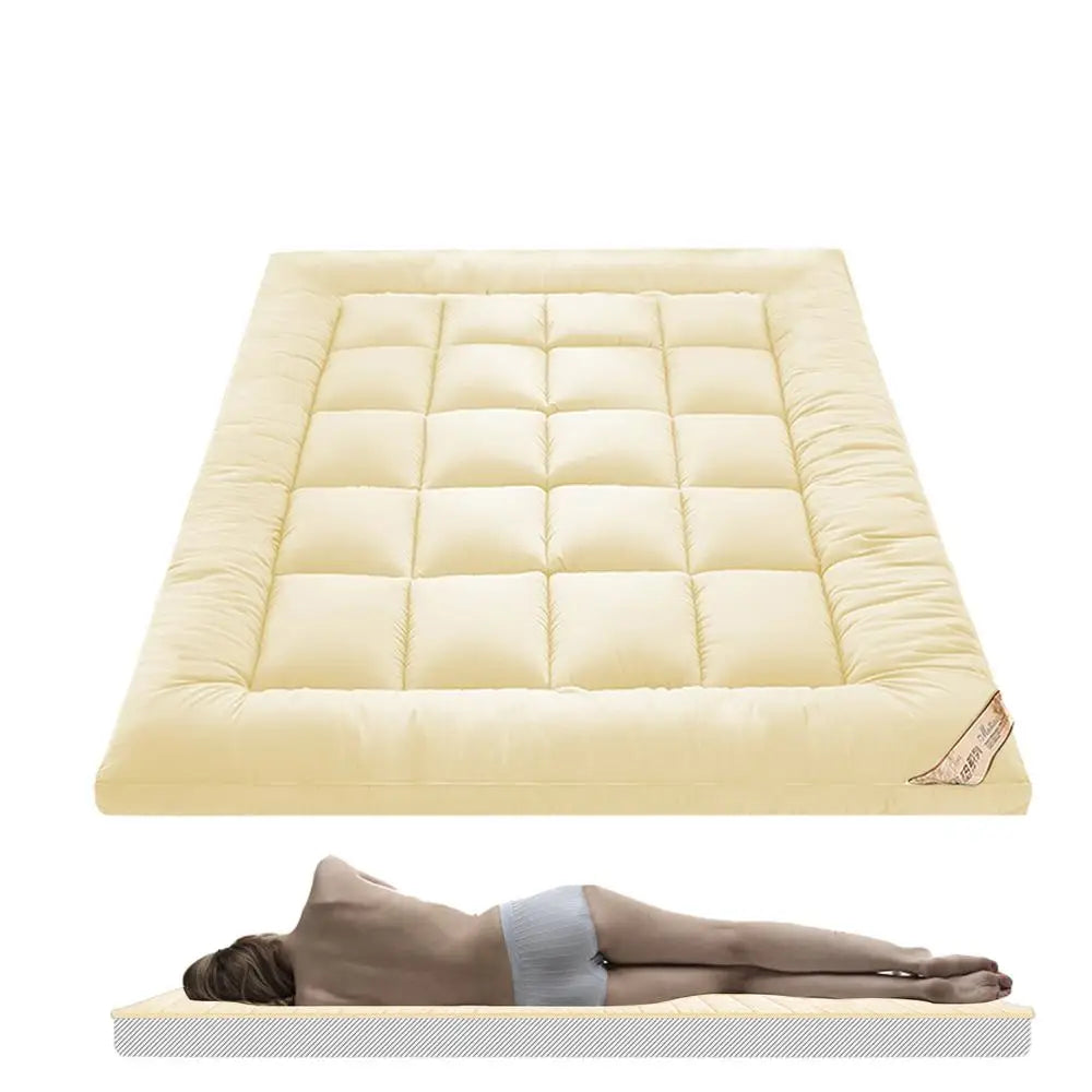 Soft Filling Mattress Pad Soft Down Velvet Tatami Mats Mattress Fluffy and Breathable Relieve Body Stress Soft Cushion Anti-Slip
