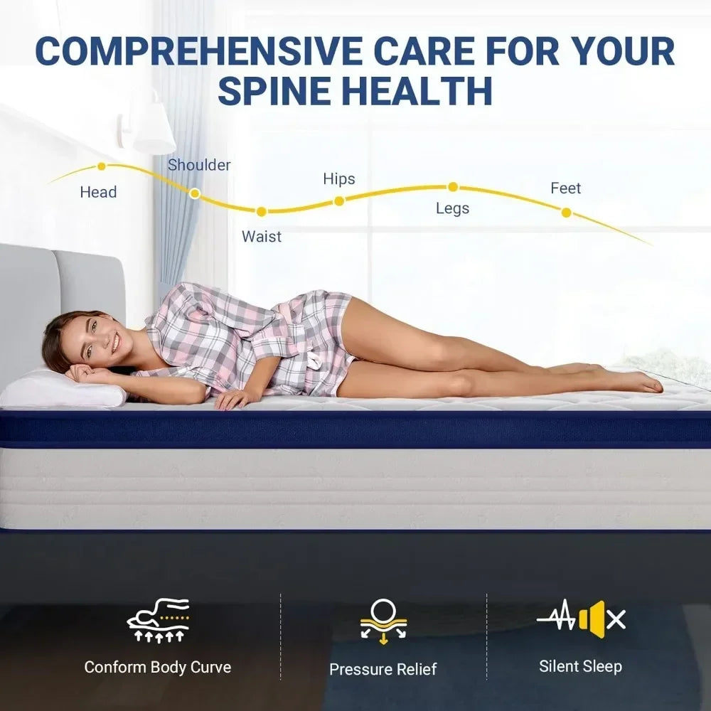 Mixed Spring Mattress with Comfortable Foam and Pocket Coil 12 Inch Box Full Mattress