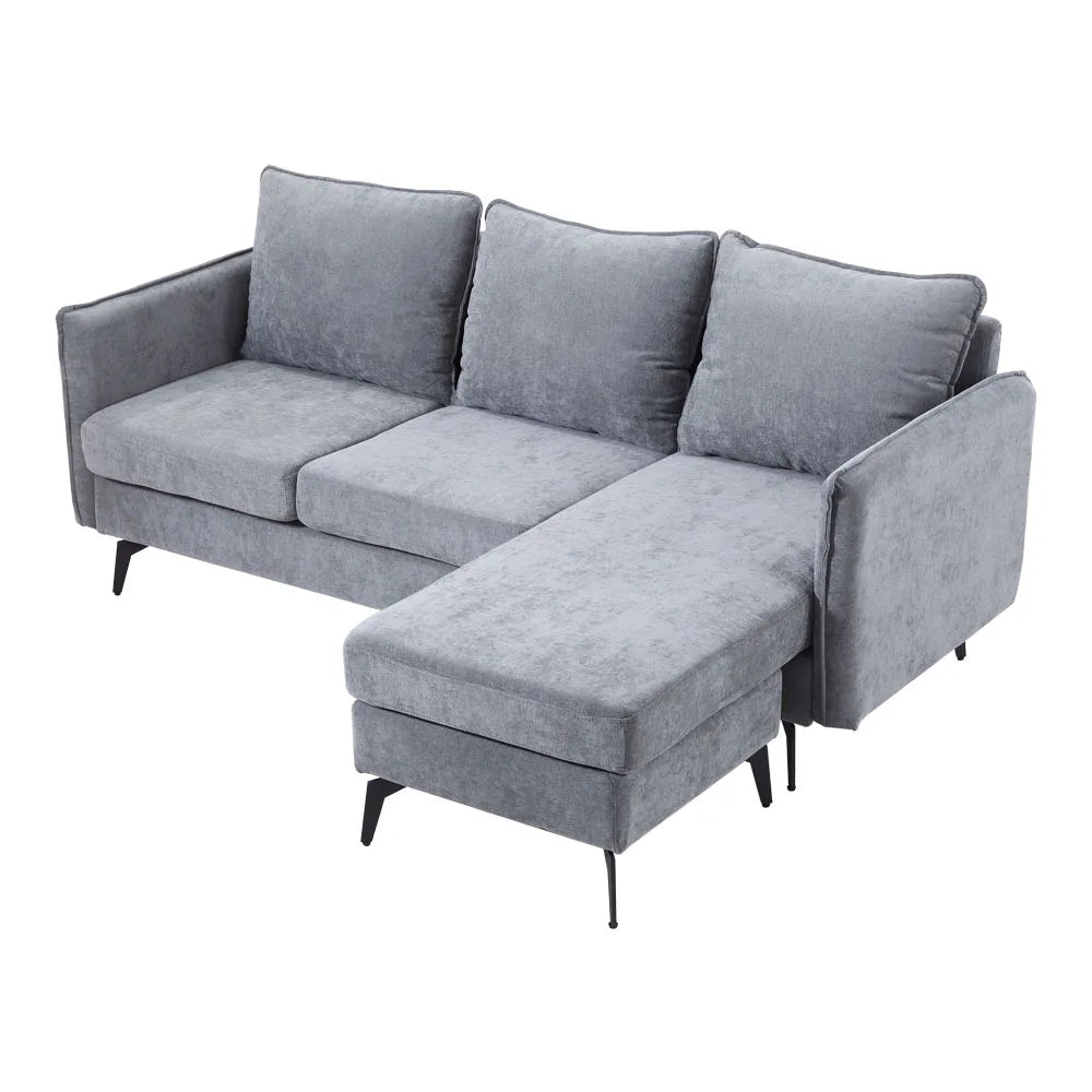 3 Seater Upholstered Corner Sectional Sofa Modern L-Shape Living Room Sofa, 193x136x73cm