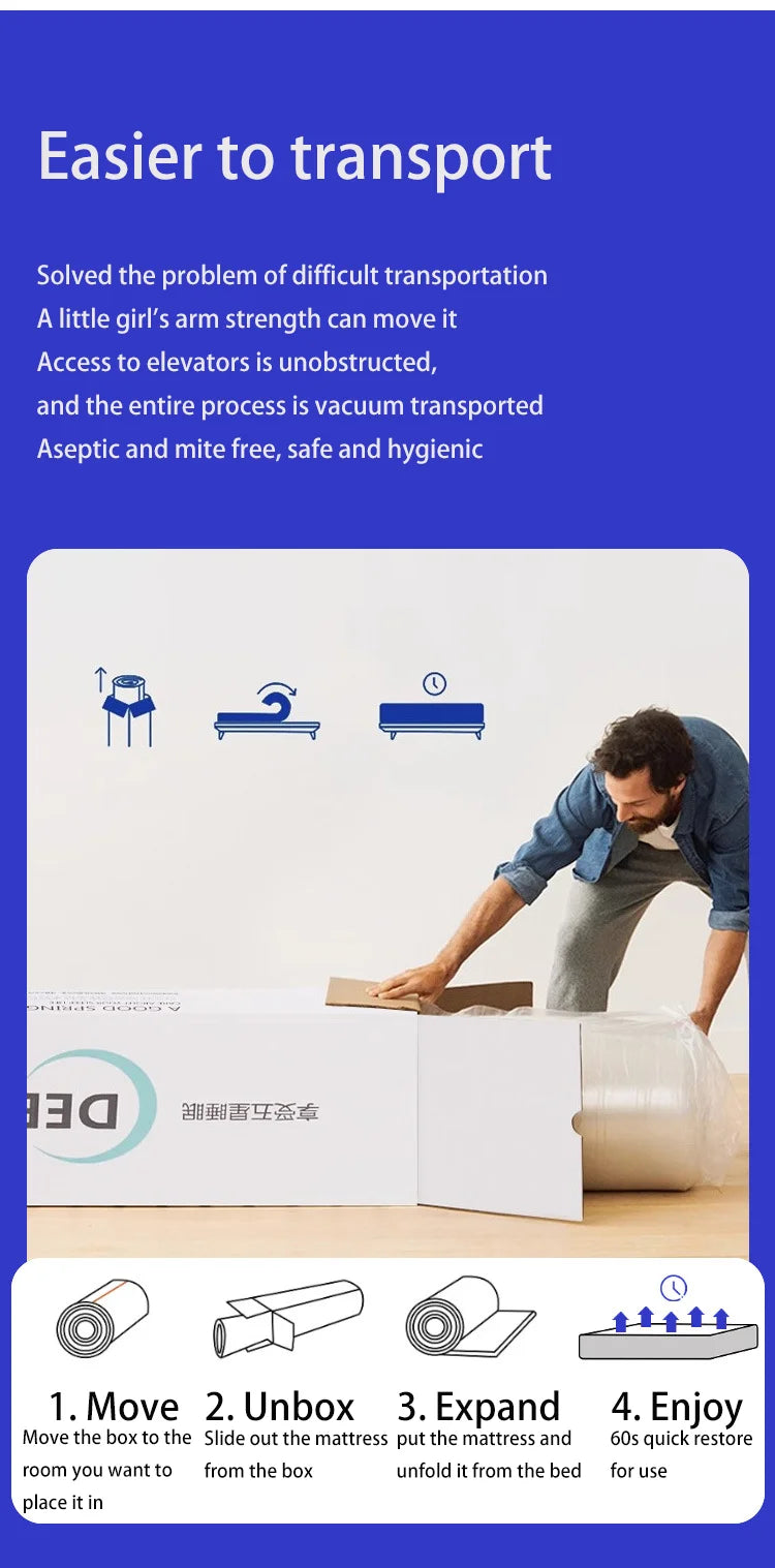 Luxury Hybrid Queen Bed Mattress Breathable Rolled Mattress in a Box Home Furniture for Villa & Hotel