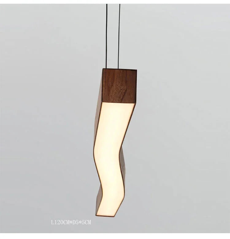 Modern Walnut Led Long Pendant Lights for Kitchen Island Dining Room Study Room Hanging Lamp Ceiling Chandeliers Wood Wooden