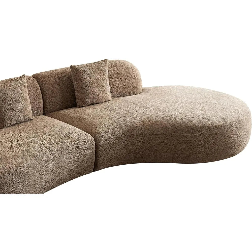 135"Curved Sectional Sofa,Modern Boucle Fabric Upholstered Modular Couch Oversized 6-Seat Sofa for Living Room,Bedroom,Apartment