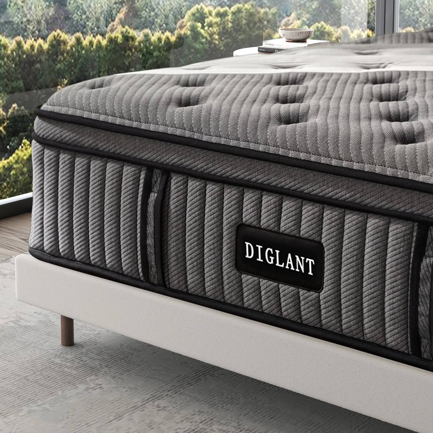 DIGLANT 14 Inch King Supportive Pressure Relief Soft Fabric Plush Hybrid Mattress Memory Foam with Pocket Springs Mattress