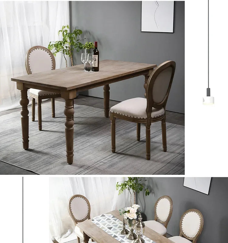 Retro Rattan Dining Chair Solid Wood French Chair Mobile Cafe Floor Modern American Country Leisure Chairs Home Furnitures