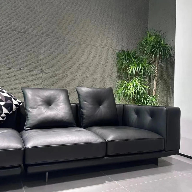 Large Nordic Italian Sofa Luxury Beige Leather Designer Modern Double Couch Living Room Chaise Canape Salon Home Furniture