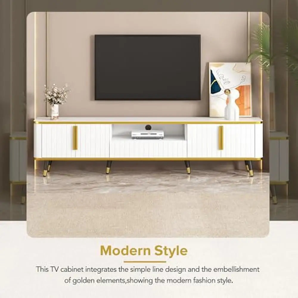TV Stand Cabinets Drawers Entertainment Center Luxury Minimalism Practical Up to 85" Shelf Open Storage Circu Connect Power