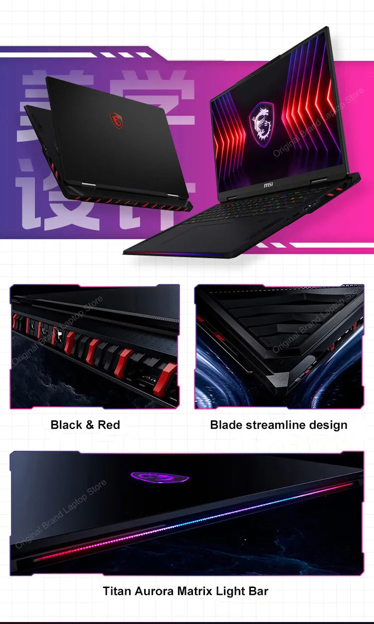 2024 MSI Raider A18 HX Gaming Laptop 18 Inch 2.5K QHD 240Hz IPS Screen Notebook AMD Ryzen R9-7945HX 32GB 2TB RTX4090 Netbook PC