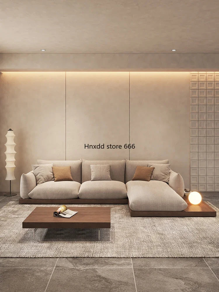 Japanese-style log wabi-sabi wind platform bread fabric sofa living room minimalist creative furniture