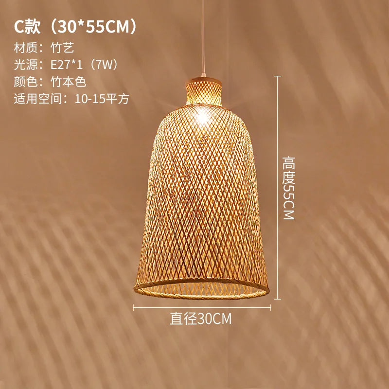 Zen Bamboo Chandelier New Chinese Lantern Hotel Chinese Style Restaurant Restaurant Bamboo Artwork Duplex Staircase Long Chandel
