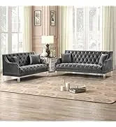 Morden Fort white leather love seat and sofa set, modern luxury and comfy furniture sleeper pouches for living room, apartment,