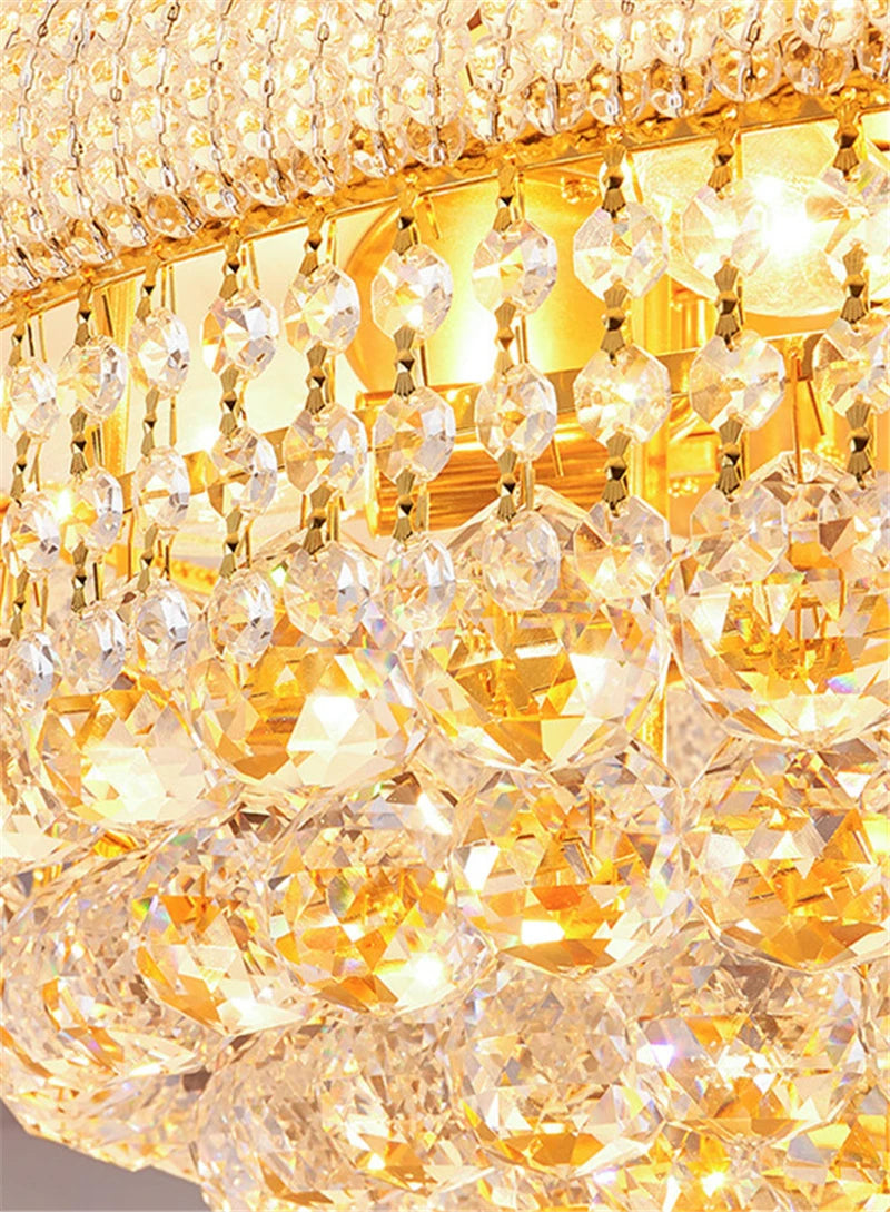 LED Pendant Light Luxury Living Room Crystal Chandelier Hotel Lobby Villa High Ceiling Staircase European-Style Chandelier