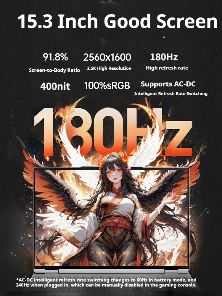 MECHREVO 15Pro 15.3 Inch Geforce RTX 4060 AMD R7-8745H DDR5 180Hz 2.5K Wifi6 BT5.3 16GB 1TB Gaming Gamer Notebook Laptop