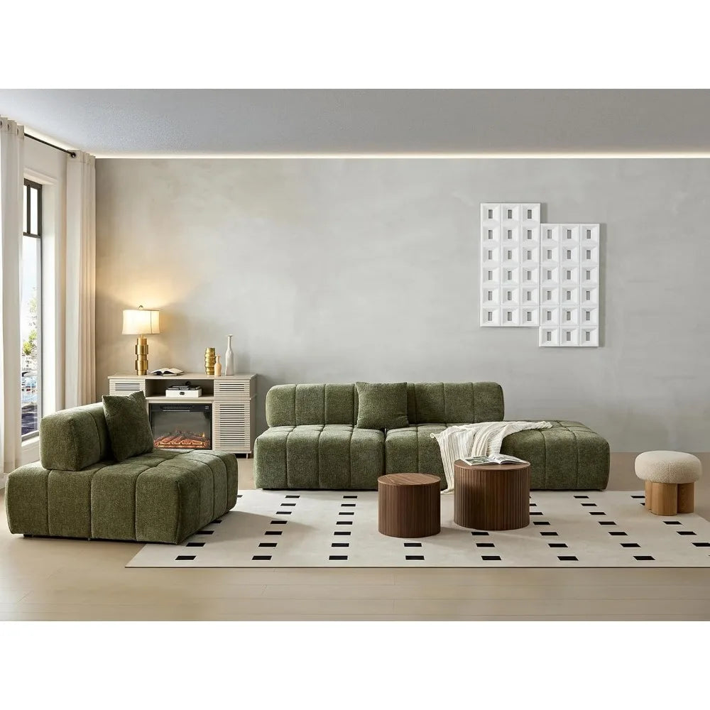 135"Curved Sectional Sofa,Modern Boucle Fabric Upholstered Modular Couch Oversized 6-Seat Sofa for Living Room,Bedroom,Apartment