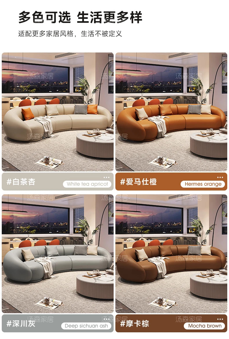 Curved Luxury Couches Unique Vintage Comfortable Italian Modern Puffs Sofa Leather Solid Wood Divano Letto Living Room Furniture