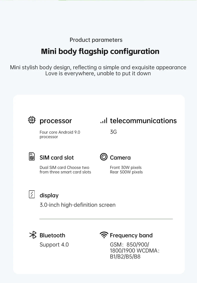 SERVO S26 Mini 3G Smartphone Android 9.0 System 2 SIM Cards 2GB+16GB Play Store Face Unlock WiFi Hotspot 3.0" Small Smart Phones