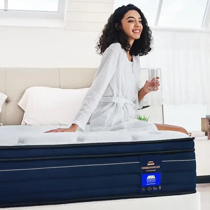 Queen ,14 Inch Gel Memory Foam Hybrid Mattress in a Box,Motion Isolation Individually Pocket Innerspring ,Pressure Relie