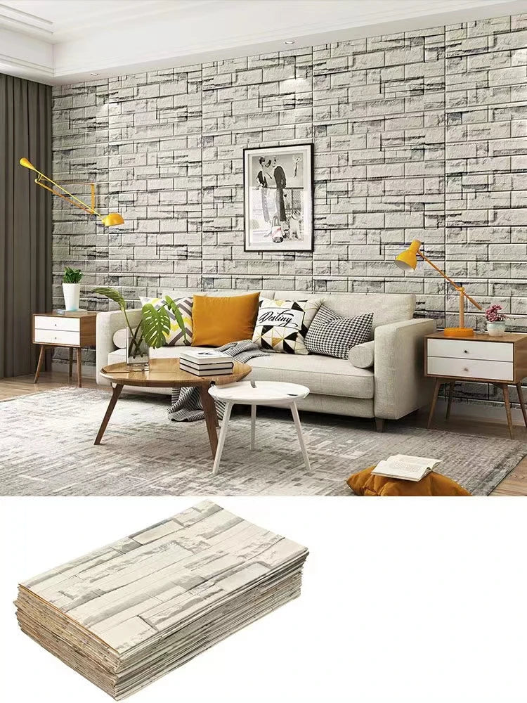 70cmx1/5/10m 3D Wallpaper Decoration Self-adhesive Antique Foam Brick Wallpaper Living Room Bedroom Waterproof 3d Wall Sticker