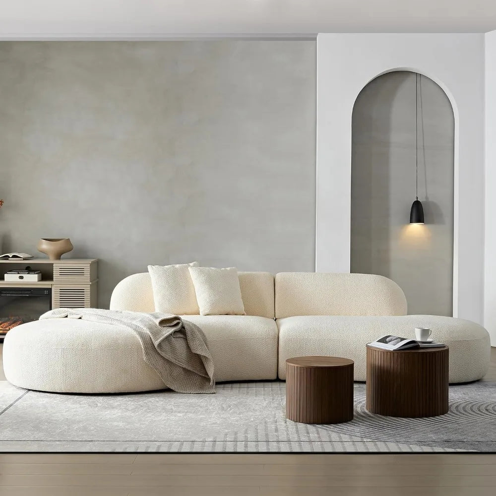135"Curved Sectional Sofa,Modern Boucle Fabric Upholstered Modular Couch Oversized 6-Seat Sofa for Living Room,Bedroom,Apartment