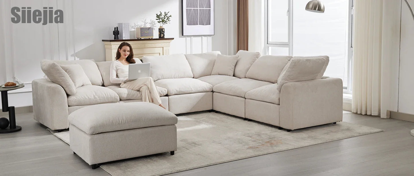 Convertible Sectional Couches for Living Room, L-Shaped Couch 3 Seats Sofas with Storage Chaise & 2 Cup Holders, Small Sofa