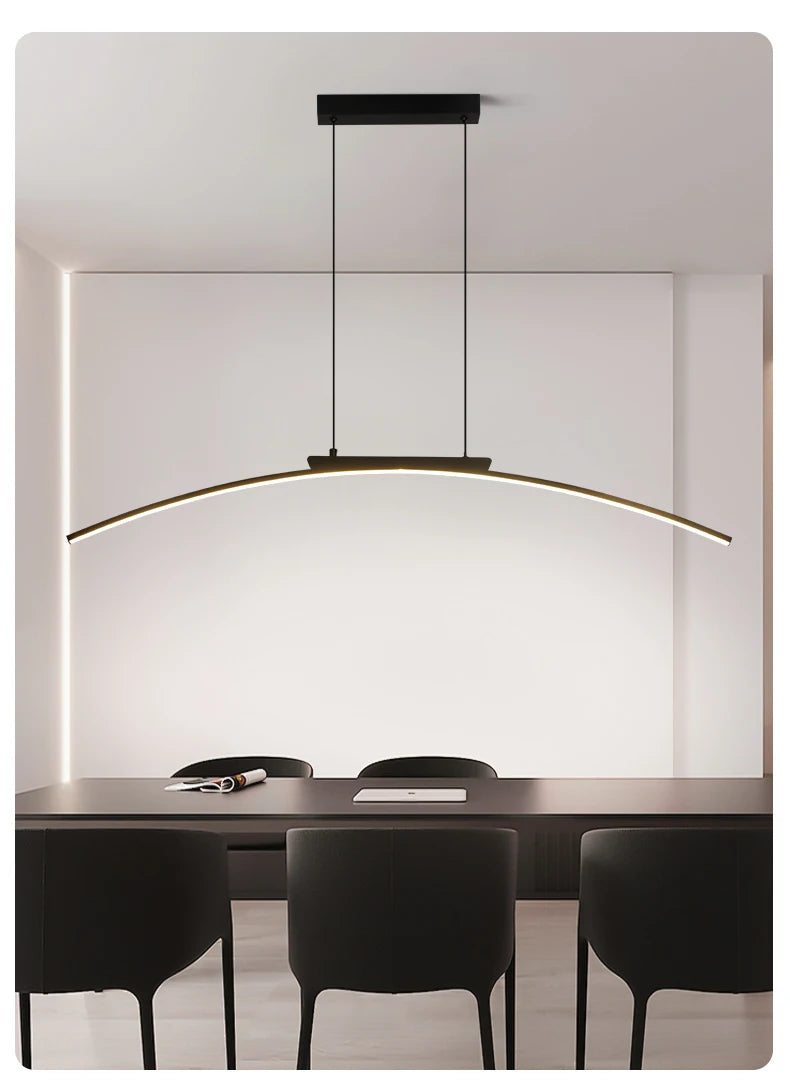 Modern LED Pendant Light Dimmable Hanging Lamp for Dining Room Kitchen Minimalist Arc Design Restaurant Energy Saving, Easy Inst