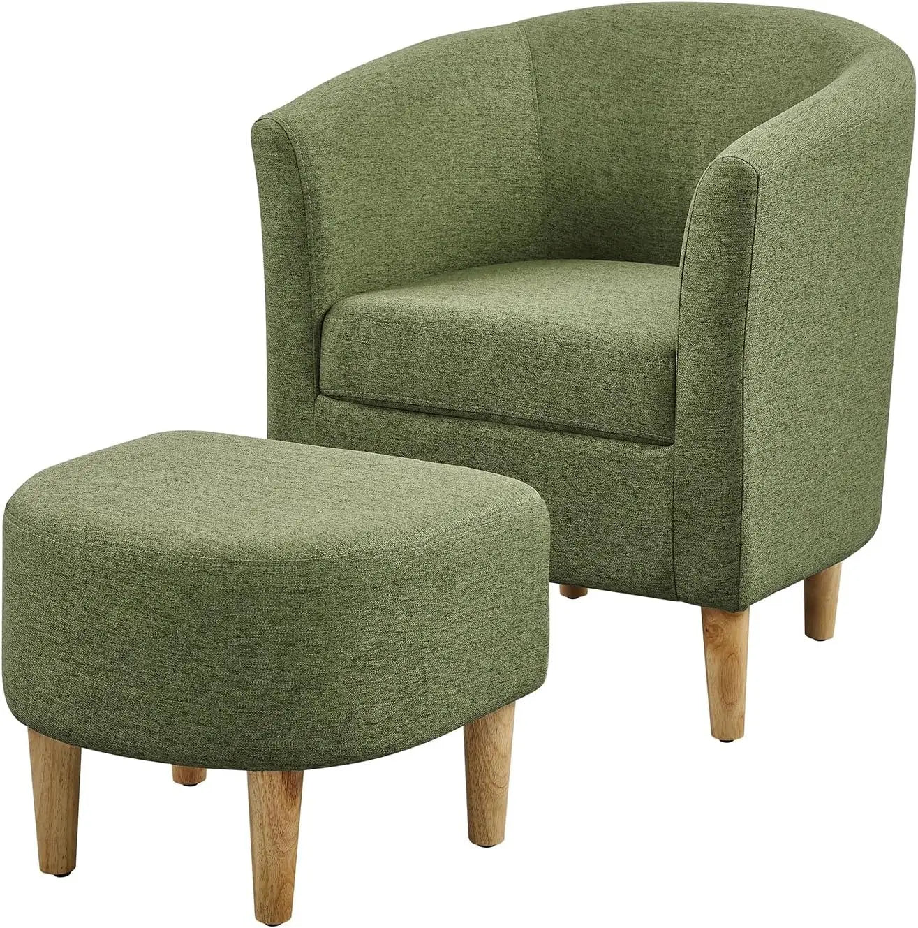 Accent Chair, Sherpa Chair White Fluffy Chair Teddy Barrel Chair with Ottoman Comfy ArmChair Footrest Set