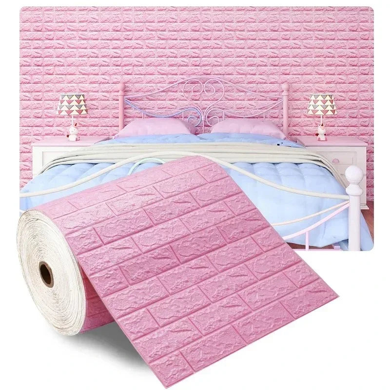 70cmx1/5/10m 3D Foam Self-Adhesive Wallpaper Waterproof Brick Wall Stickers Living Room Bedroom Wall Stickers Home Decoration