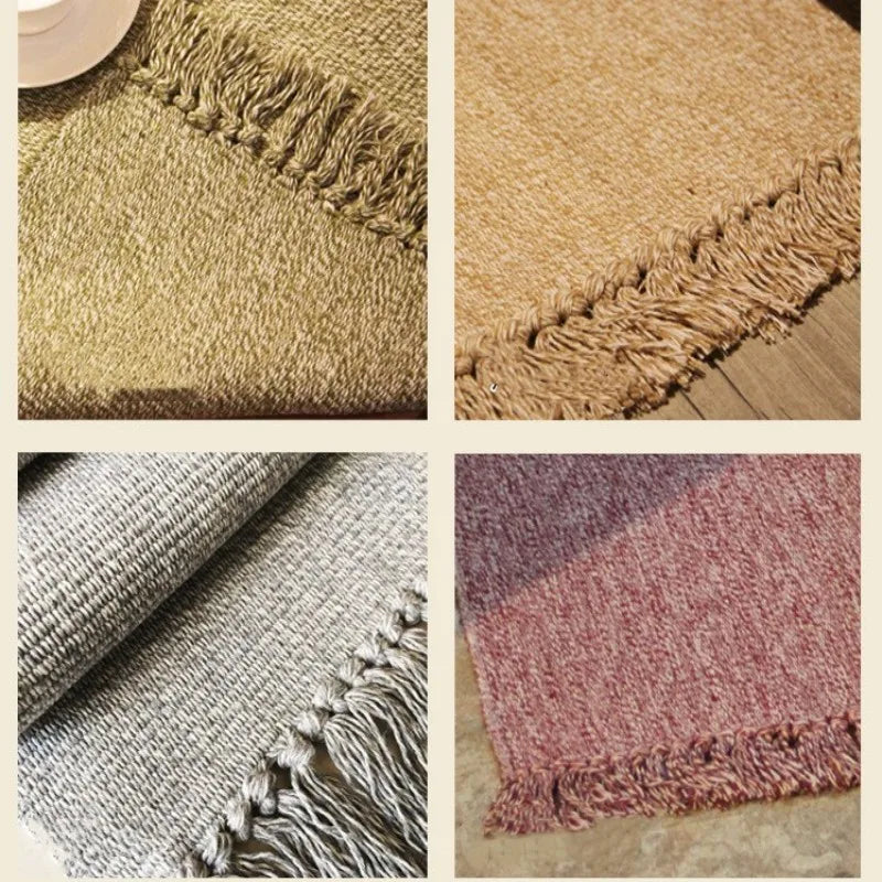 Cotton Soft Tassel Home Carpets for Living Room Bedroom Decorate Carpet Floor Door Mat Nordic LinenArea Rug Mats