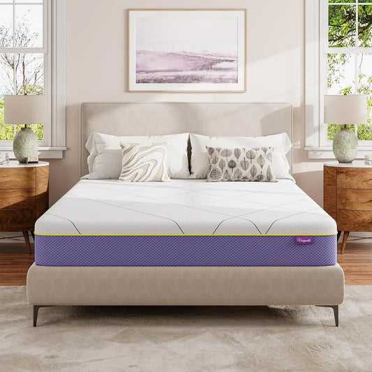 Vesgantti Gel Memory Foam Mattress with CertiPUR-US Certified for Pressure Relief & Cooling Comfort-Medium Soft Lavander Purple