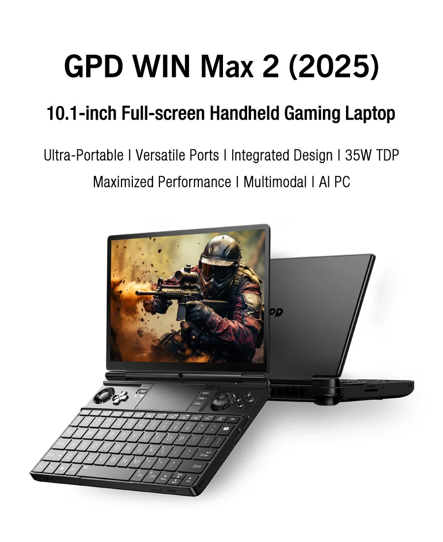 GPD 2025 WIN Max 2 64GB 32GB RAM 1TB 2TB SSD Hard Disk CPU AMD 8840U AI9 HX370 Processor Gaming Laptop Mini PC Notebook LPDDR 5