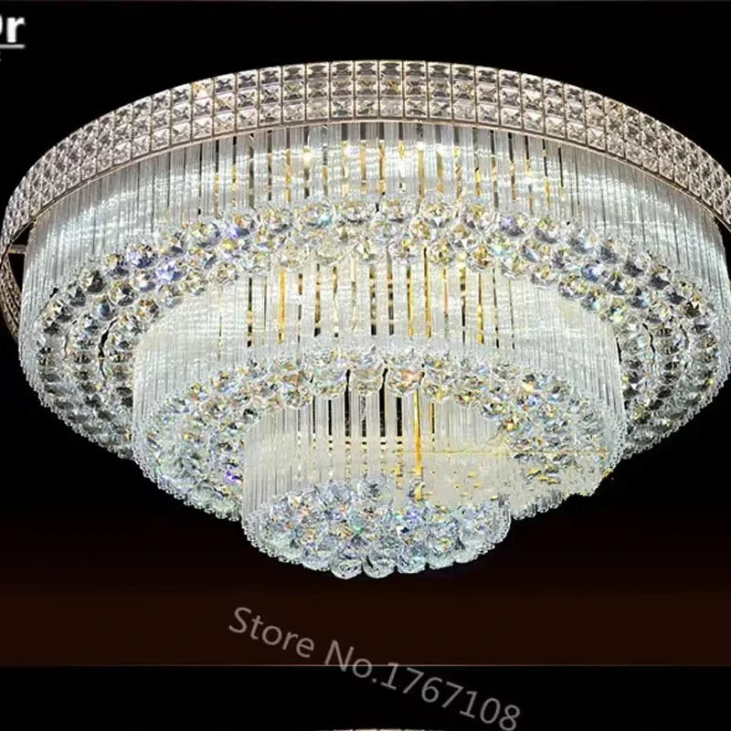 Nordic Modern Golden Round Ring Hanging Light Modern LED Crystal Ceiling Chandelier Lamp For Dinning Living Room Hall Home Decor